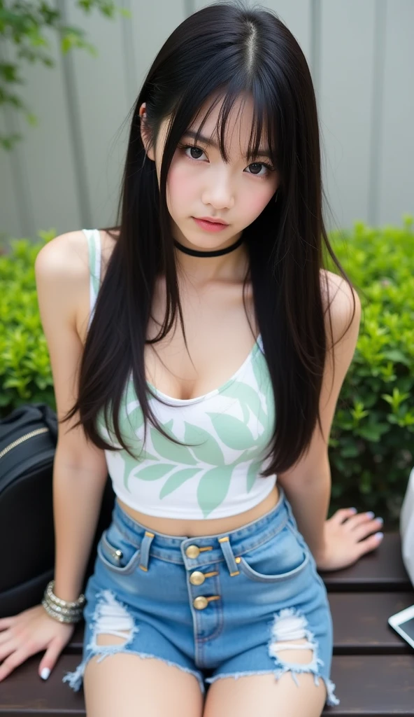 ((highest quality)), ((masterpiece)), (be familiar with), Perfect face, perfect Japanese beauty Perfect Japanese beauty face I'm a Japanese girl with perfect proportions.。A girl around 12 years ole swollen face. Sexy elementary school dent around 12 years old Cute elementarl around 12 years old A girl around 12 years olreasts She is about 12 yearnrealistic biomech breasts, and has super s black hair that makes her look like an idol.。 Suaight long hair that reaches down to her waist very detailed hair very dense skin Neat bangs Bangs are Hime cut. Perfect body. big big tits This place is a prairie。The clear blue sky and fresh green grass are beautiful.
sh with her legs spread apart。But I don't wear any clothes。I'm wearing LaPanties hands clasped in front。