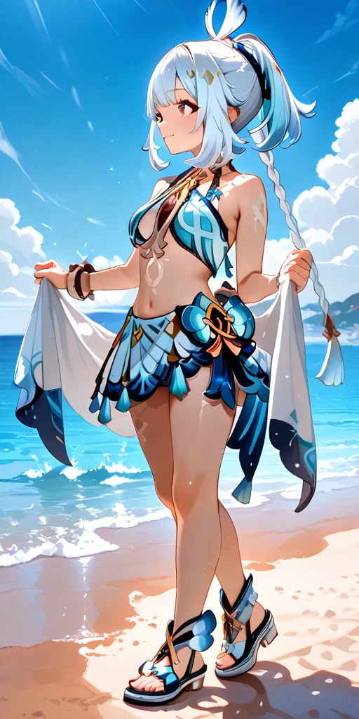 A girl,比基尼,Open navel,three-point style,sexy for,White hair,White-haired girl,full body close-up shot,((比基尼)),folds,folds,folds,see-through sleeves,cropped shoulders,cropped shoulders,beach chair,fully body photo,((There are a lot of people on the beach)),the detail,Straw Hat Hat,ellegance,the detail,ellegance,spray,There are hands and feet,immensity,Full body photo,Hazy,Skysky,the detail,ellegance,There are hands and feet,immensity,baiyun,Hazy,the detail,Kizi,Skysky,the detail,ellegance,There are hands and feet,baiyun,Hazy,the detail,The face is clear