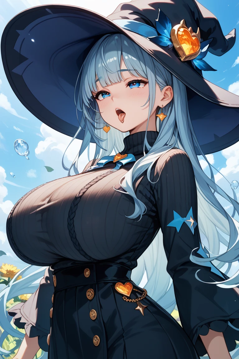 est quality, ((gigantic breasts)), black hair, Has orange wings on his head, The tips of the bangs are blue, Has black tail feathers, The tips of the bangs are blue, Has black tail feathers, wearing a black hat (helmet),maltiple girl