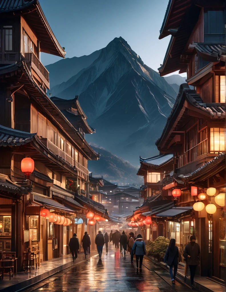 Chinese modern buildings with mountain background, amazing, like in a movie. Top Quality, 超high resolution, (photorealistic:1.4),, high resolution,  details, RAW photo,  sharp, Nikon D850 film by Lee Jeffries Stock photos 4 Kodak Portra 400 camera f1. 6 lenses rich colors surreal realistic texture dramatic lighting trending on Unreal Engine ArtStation cinestill 800,