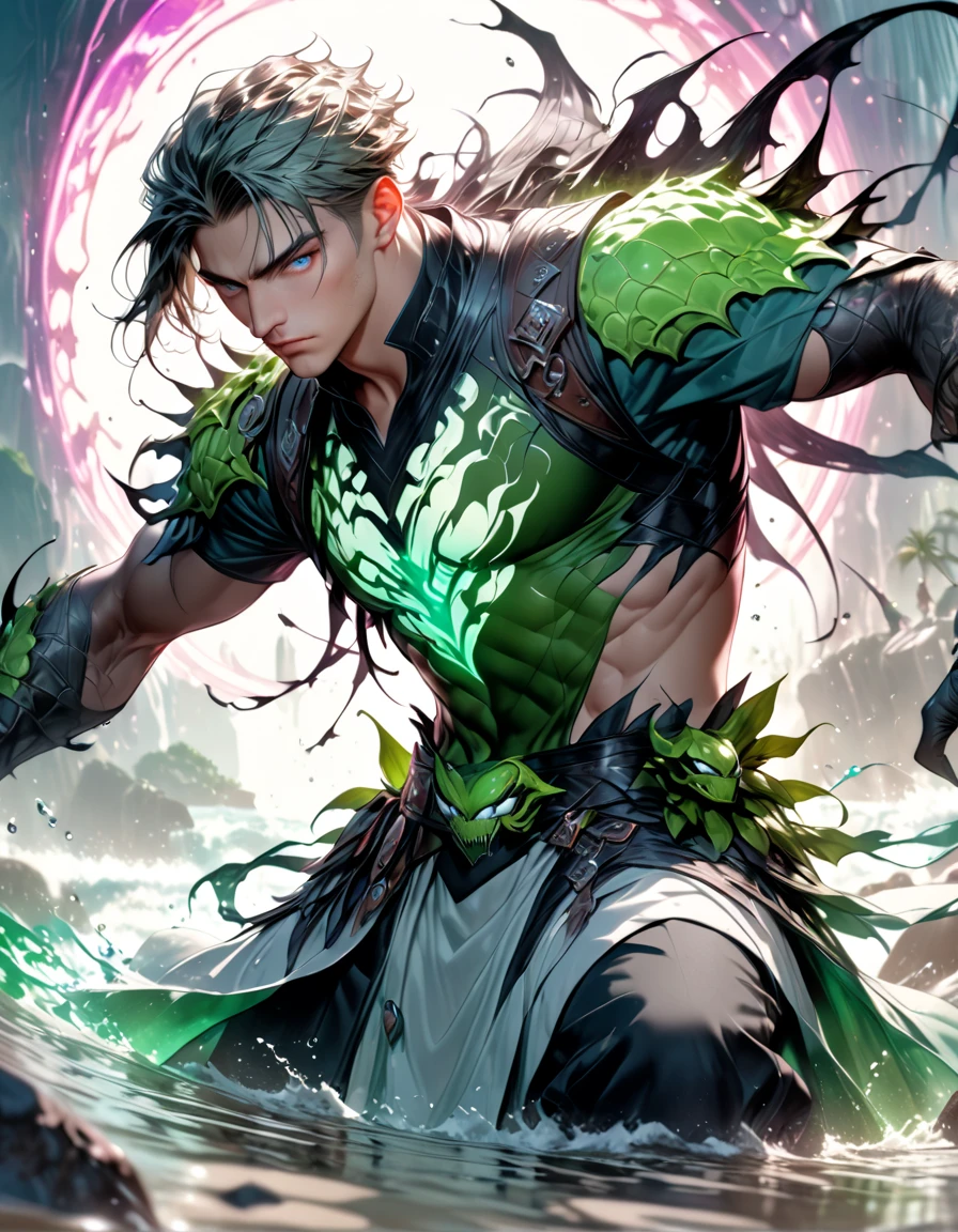 (((intricate design))) (((Top quality))) (((16K))) (((High Definition))) 16K splash art, high-res, ultra sharp, ((masterpiece)), the best quality, expressive eyes, perfect face, Super eyes, perfectly detailed anatomy, (((ripped pecs))) (((Volumetric lighting))) (((natural light))) (((dark shadows))) (((fluorescent lights))) (((1male))) (((muscular))) (((Built Body-Type)) (((Asian Man))) (((red shimmering fairy wings))) Black long hair, red eyes, in the rainforest, glitter, sparkles, fire, flying, fairy magic, flying, glossy skin, coloured tattoos, earrings, royalty, shimmer, delicate, beautiful, red shimmering translucent suit, black boots, jewellery, scary, intimating, angry, enraged, moustache, metallic,