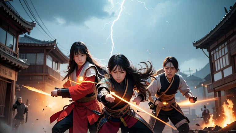 Qin Yu flew into the Immortal Demon Realm, I met Liu Hanshu by chance, He saw in him his former self, It was decided to take him as an apprentice, Teach him how to protect himself, But because of the Tibetan star map, He forged a relationship with the Liu family and the Jade Sword Sect, It opens with the death of Liu Hanshu, Qin Yu embarked on the road of confrontation with a strong enemy, Work hard, Make yourself stronger, Stick to his central way of justice, I also want to protect the people I care about, The three brothers soared into the sky, And embarked on a long journey to find a good brother, Qin Yu, Where are Xiao Hei and Hou Fei（Rainbow ruins）Climb the streets（Doomsday Rainbow）eyes filled with angry，He clenched his fists，Rush up，Deliver a fatal blow to your opponent，full bodyesbian，Full Body Male Mage 32K（Masterpiece rainbow，Rainbow Ultra HD）Long flowing black hair，Campsite size，zydink， The wounded lined up in the streets（Doomsday ruins rainbow）Climb the streets， The scene of the explosion（Rainbow Doomsday Ruins）， （Linen batik scarf）， Angry fighting stance， looking at the ground， Batik linen bandana， Chinese python pattern long-sleeved garment， rainbowing（Abstract propylene splash：1.2）， Dark clouds lightning background，Flour flies（realisticlying：1.4），Black color hair，Flour fluttering，rainbow background， A high resolution， the detail， RAW photogr， Sharp Re， Nikon D850 Film Stock Photo by Jefferies Lee 4 Kodak Portra 400 Camera F1.6 shots, Rich colors, ultra-realistic vivid textures, Dramatic lighting, Unreal Engine Art Station Trend, cinestir 800，Flowing black hair,（（（rainbowing）））The wounded lined up in the streets（rainbowing）Climb the streets，