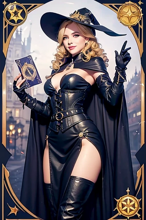 Maria brink a very beautiful animated sexy woman with a large hat and large wings with a staff, 1girl, breasts, hat, witch hat, solo, long hair, green eyes, glasses, staff, huge breasts, big tits, supple , sexy legs, sexy hips, beautiful face, hannahowo, edgOrgasm, face focus, edgOrgasm_face, Maximoff, cleavage, cape, gloves, helmet, brown hair, blue eyes