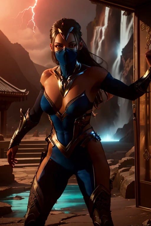 kitana, masterpiece, best quality, ultra high res, (photorealistic:1.4), ((naked)), ((huge breasts)), ((curvy nude body)), raw photo, finely detail, ultra detailed, highres, best shadow, sharp, focus, 8k UHD, DSLR, high quality, 1girl, solo, mask, long hair, gloves, fingerless gloves, veil, mouth mask, realistic, upper body, jewelry