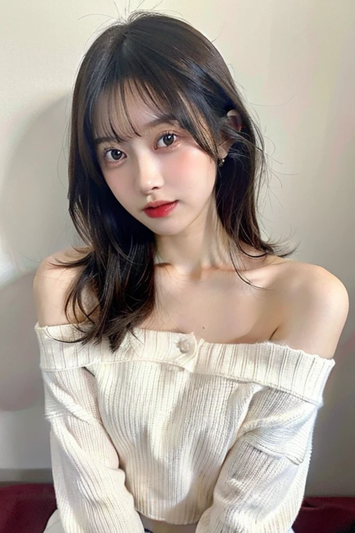 ((top quality、8 thousand、masterpiece:1.3)) Real Skin、beautiful woman, look at the viewer, curly style、Flower Halter Dress, white wall design, (rim light)Similar to DJ soDA、eye for detail、detailed mouth、looking down at an angle