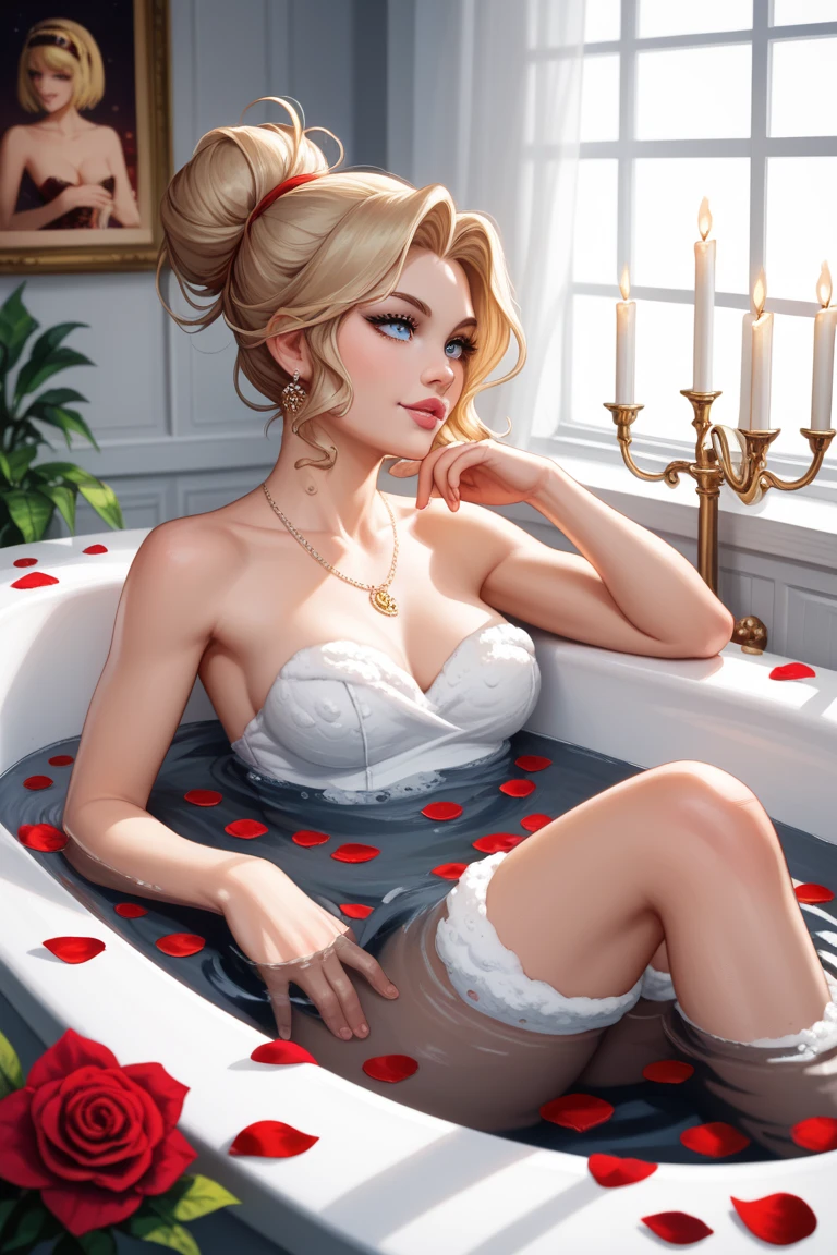 (Half-body picture:), (Anatomically accurate body structure), (Highest quality, 4K, 8ก, high resolution, Masterpiece: 1.2), Very detailed, (realistic, realistic, realistic: 1.37), A young rabbit lies on a large silver tray with her legs spread apart.: 1.7 , shot from above, detailed thigh, Target Details, Whipped Cream Bikini: 1.5, Decorated with lots of fruits and whipped cream., casino background, Detailed eyes, detailed face, beautiful, elegant, impressed, photograph