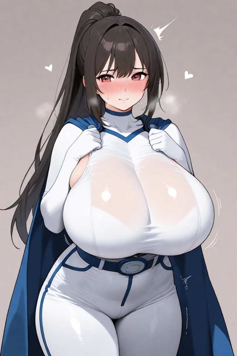 1 person, gigantic breasts, cameltoe, high quality, makeup, nipples, corset armor