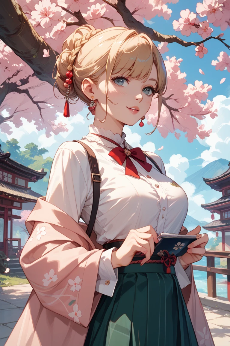 One Audrey Hepburn-esque woman、Cherry Blossom Season、　