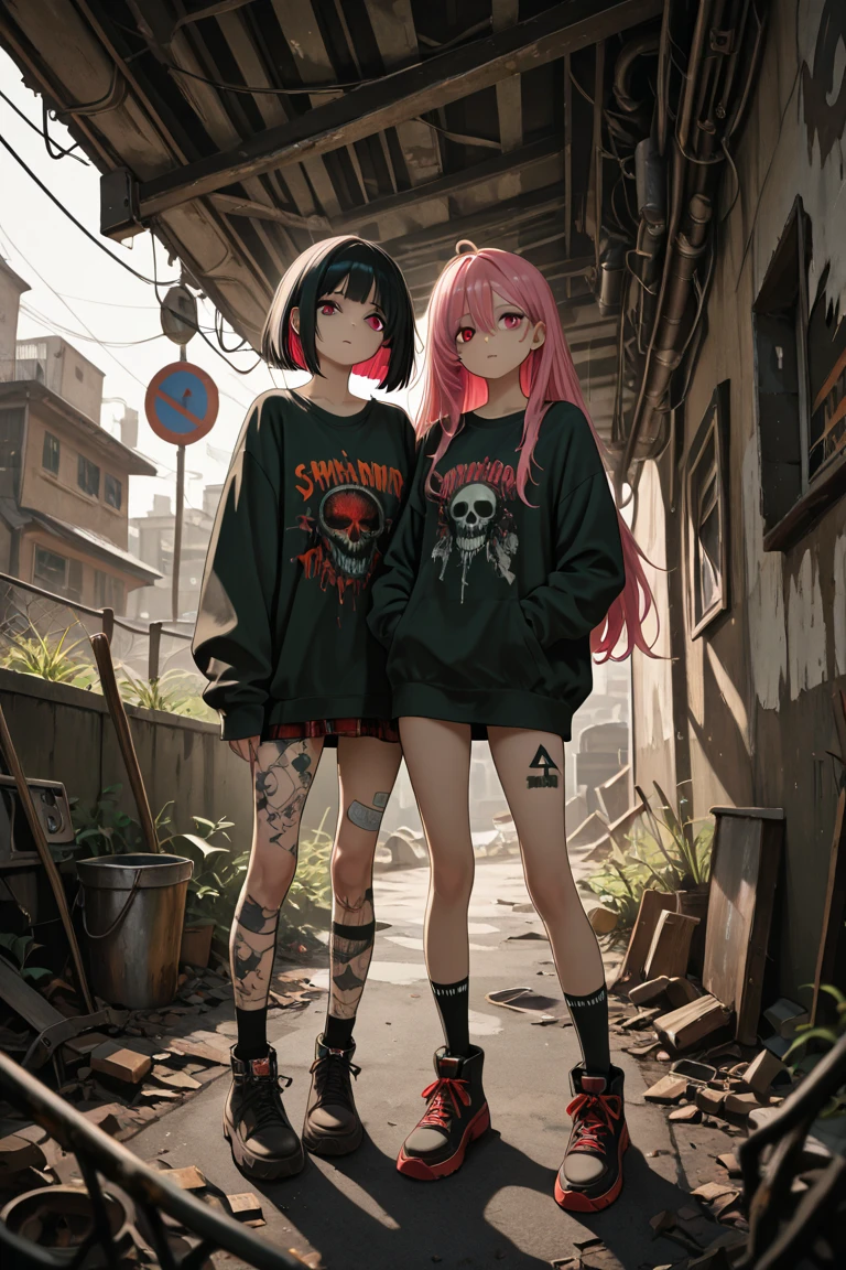 parametersmasterpiece,best quality,amazing quality,absurdres,
2 girls, grunge women,  clothed