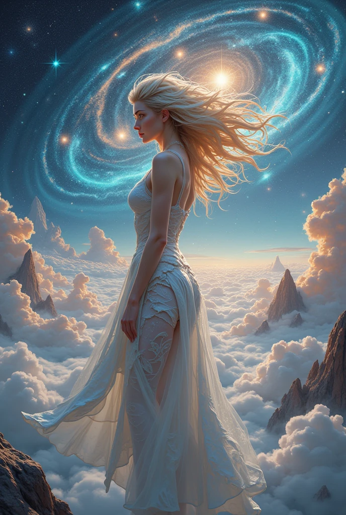  Beautiful woman from a highly technological planet with a perfect body in an interplanetary heavenly dream image never seen before,  awesome 