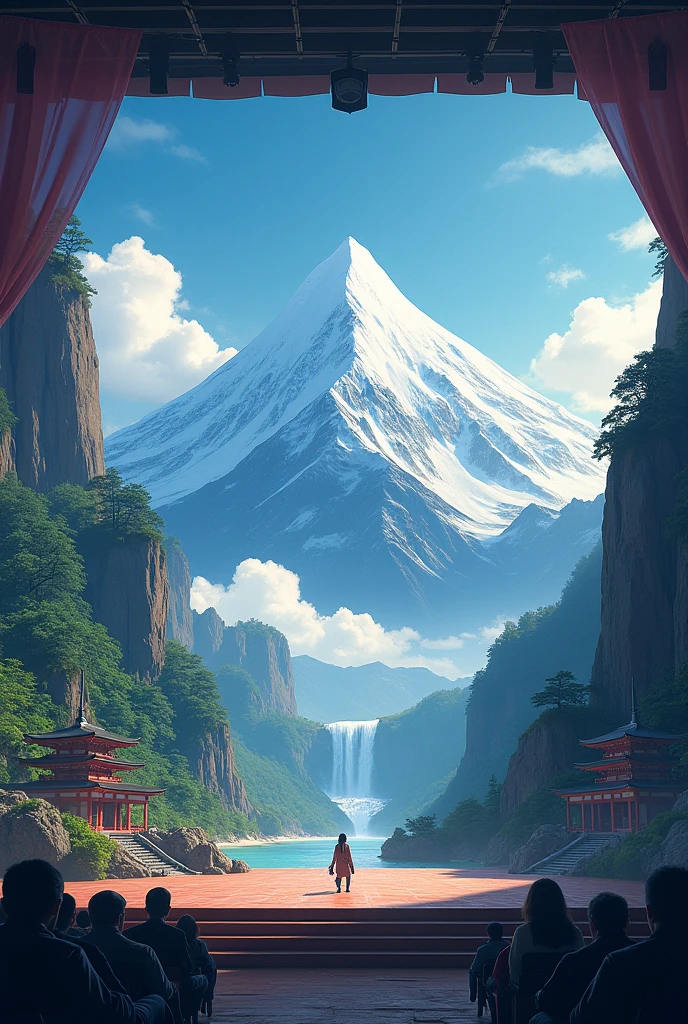 The story of the Japanese mountains in a drawn situation and staged in a theater