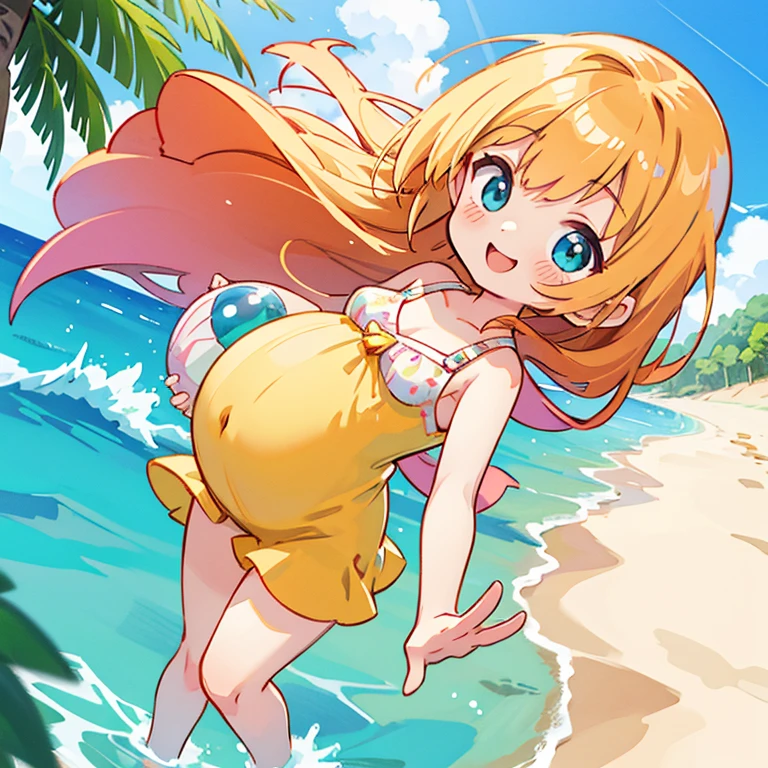 Close-up of pregnant woman in white bikini on beach, beautiful alluring anime teen, beautiful and seductive anime woman, small curvaceous loli, seductive anime girls, ecchi anime style, Realistic white bikini, Realistic sensual gravure idol, Beautiful anime girl, Realistic young gravure idol, in the beach, Anime goddess, attractive anime girls, Anime girls, in beach