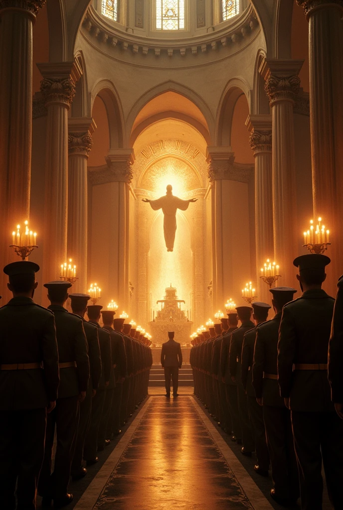 Peruvian soldiers at a mass with God 