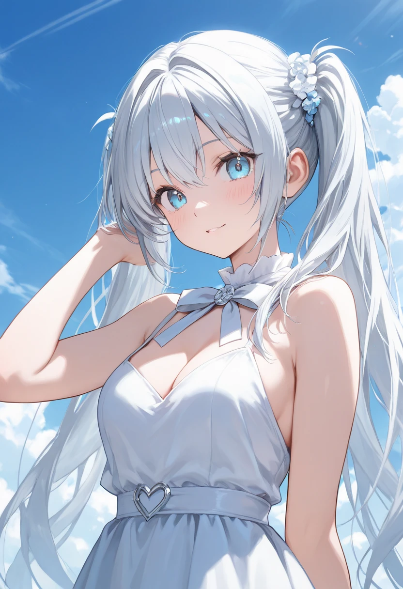 1girl in、A smile、ballerina、Swan Lake、robe blanche、A Princess、tiarra、(small tits)、Upper body portrait、