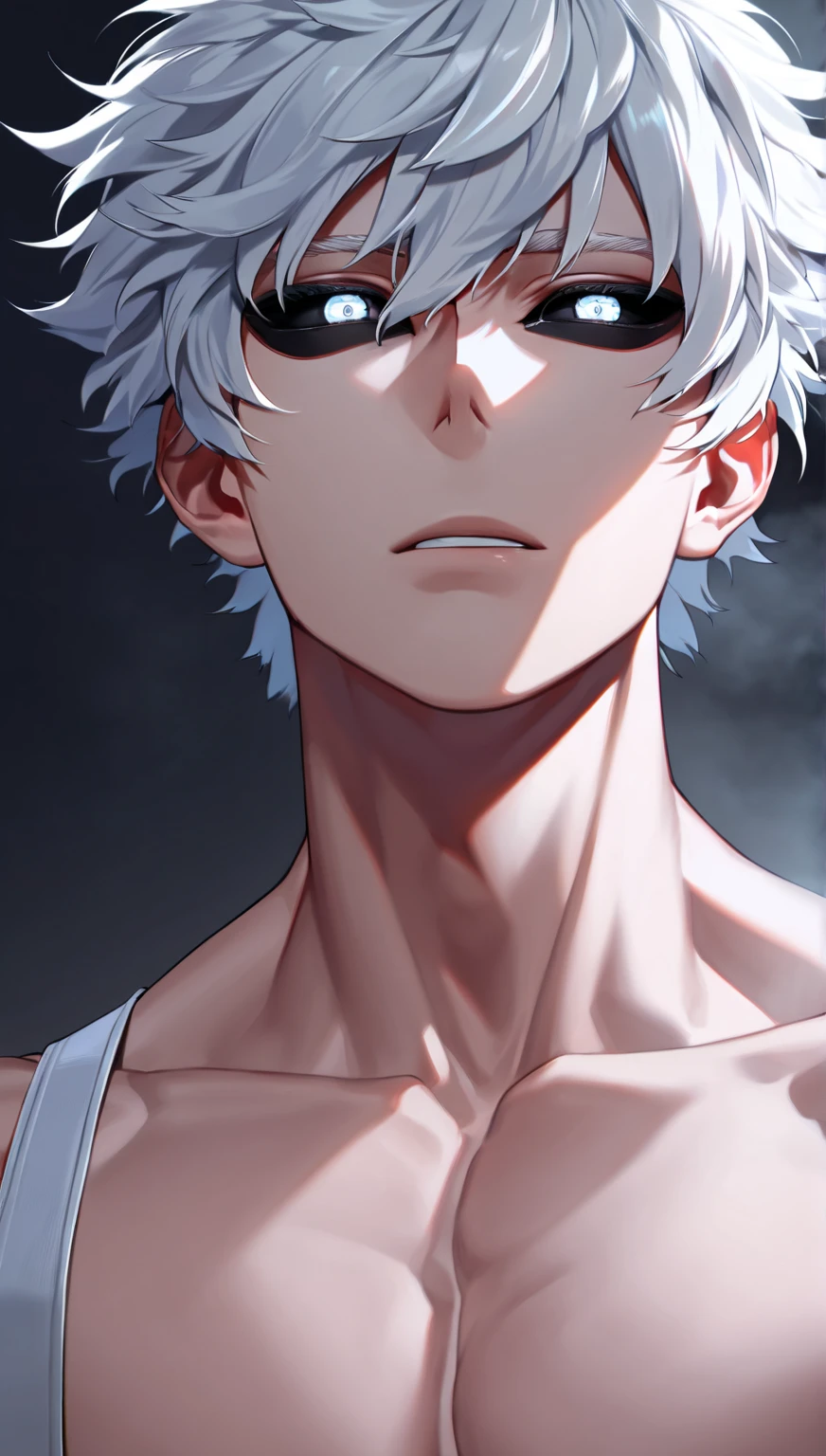 Masterpiece, best quality,
1 man, Gojo Satoru, muscular, shirtless, solo, male focus, white hair, short hair, hair between eyes, blue eyes, upper body, colored eyelashes, sunglasses, smile, looking at audience, solo, floating sea
<lora:satorugojo-10:0.7>(masterpiece:1,2), best quality, masterpiece, highres, original, extremely detailed wallpaper, perfect lighting,(extremely detailed CG:1.2),