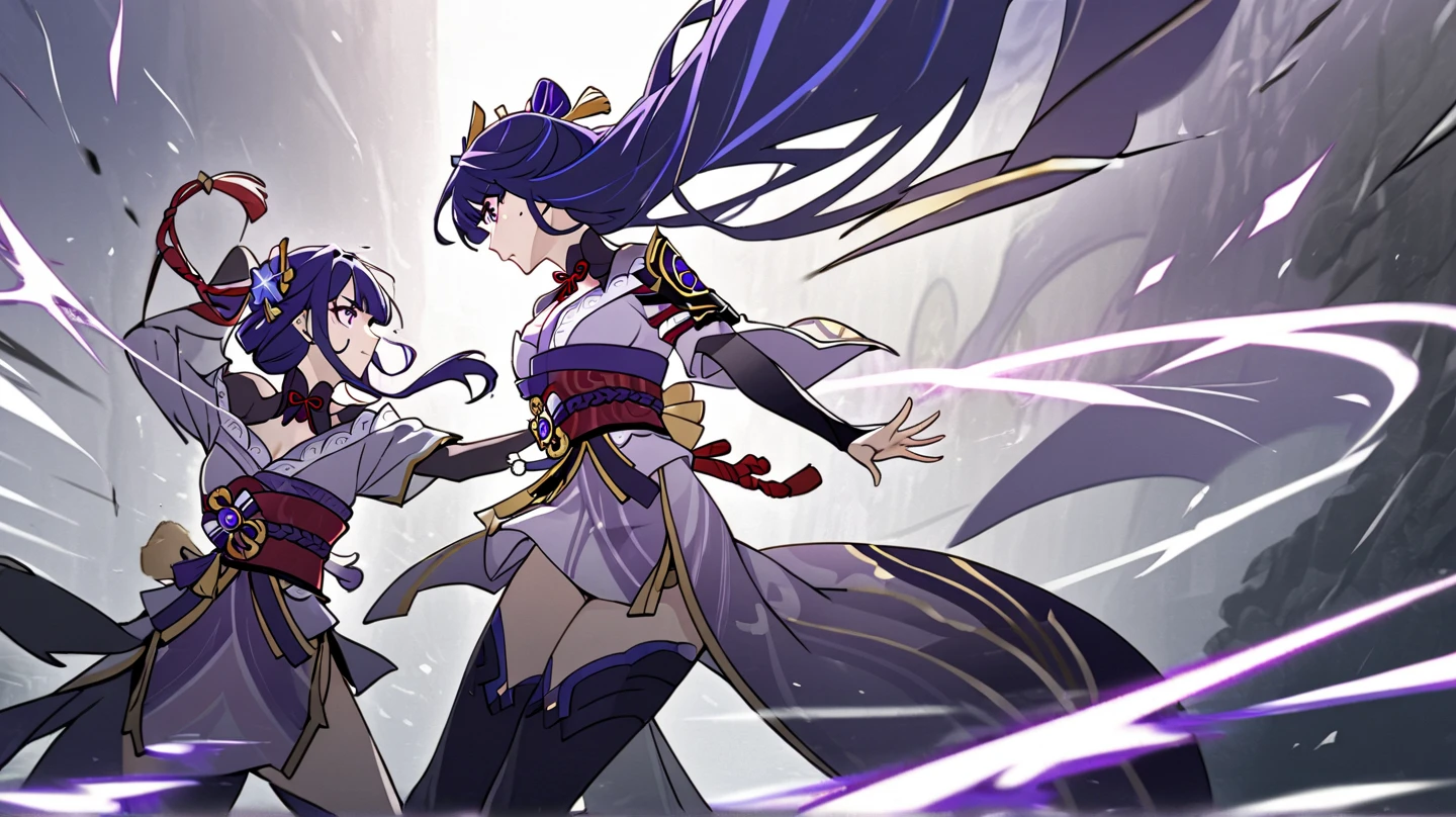 four people,woman,There is a sense of distance,Sexy off-the-shoulder,Open navel,Hanfu,red hair purple eyes,Blue hair and green eyes,Black hair, blue eyes,White hair and golden eyes,Take a sword,Want to fight