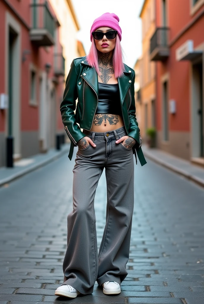 16 year old girl with a black shirt and a black skirt with dark green stripes and black thigh high socks and fishnet leggings and has a thick butt and thicc thighs and she is bending over and her butt is in your face and she has short dark green hair and she is lifting her skirt up and butt is in your face and she has big boobs