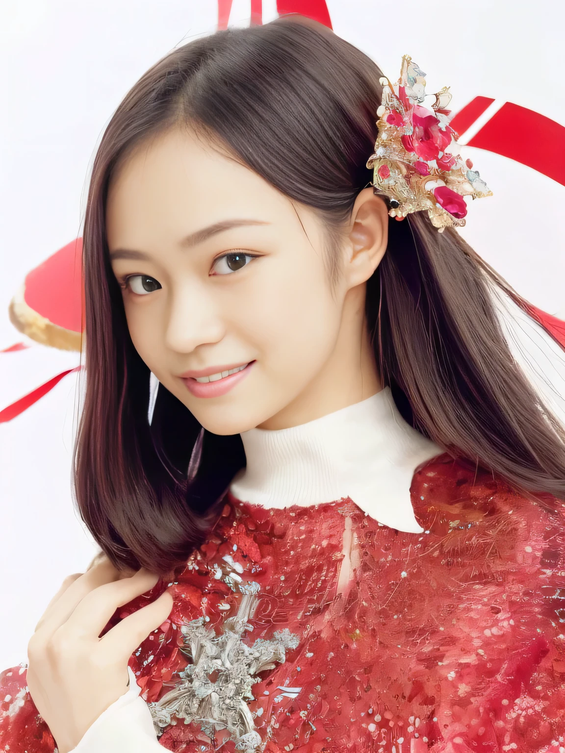 (((抽象的なルビーと赤いダイヤモンドの壁紙の部屋のbackgroundをクローズアップ。More Sparkling Bright Red Rubies, Crystallizationした, Crystallization skin, Ruby Texture, Sparkling Crystals , フェニックスのCrystallizationテクスチャー, Crystal Cubism, Crystallization, Crystallization粒子, Facet, 赤いCrystallization, Ruby Crystal Explosion, Fractal Details Ruby Skin, Sparkling Red Gems , Facet, Red Crystal Fragments, ルビーCrystallization edges)))background、(((best image quality、highest resolution、Ultimate Masterpiece、8k)))、(((Detailed Faces)))(((cute face)))(((Baby Face)))(((Young contour)))(((lovely eyes and nose)))、((( Blizzard 10 )))(((model body type)))(((perfect poddy line)))、(((Big Breasts 1.0)))((( Detailed Body .5)))、(((Long Straight Hair)))、抽象的なルビーと赤いダイヤモンドのbackgroundに、Abstract Ruby Fragments studded with lots of sparkling bright red rubies))((Ruby Crystal Personification 1.0))(((Ruby Crystal Personification 1.0)))(((Red Sparkling Nice Blouse 1.0)))(((Ruby Sparkle 1.0)))(((Ruby Casual Outfit 1.0)))(((Ruby Incarnation 1.0)))(((dynamic pose 2.0)))((( The standing figure is so cute)))((cute))((( Blessing Smile )))
