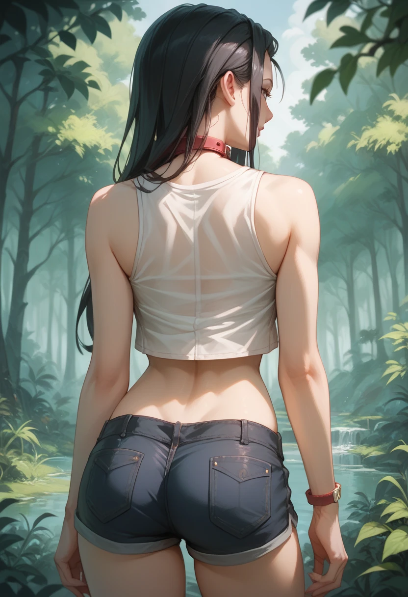 ((ultra detailed, masterpiece, absurdres))
<lora:TWDRosita:0.9>
TWDRosita, long hair, black hair, brown eyes, in a lush jungle with vibrant flowers, from behind, looking back