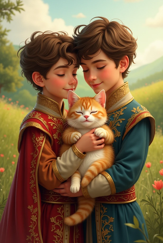 hold cat , looking cat, 1 male , Roman Emperor Tiberius, 4 BC, He is 3, (Light brown hair, Short Hair, permanent hair, Brown eyes, Severe) , (wearing White an ancient Roman imperial ionic tunic:1.5), (Red Cloak put on shoulder:1.3), (Put a red cape over your shoulders:1.3), Sandals, At the Palace), Island of Rhodes palace, Sit down, night, Textured skin , HI Detail Skin, (Shorthand, Canon, 8k, Anatomically correct, Super Detail, Attention to detail, Your Highness,