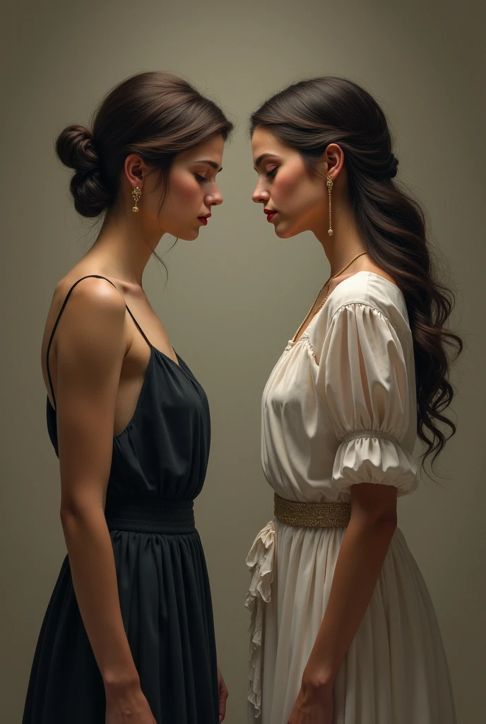 "The two other women lowering their gaze in silence, realizing the true value of manners over school labels."