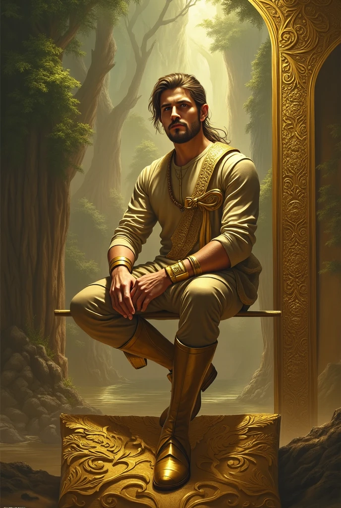 He is on lion golden chair 