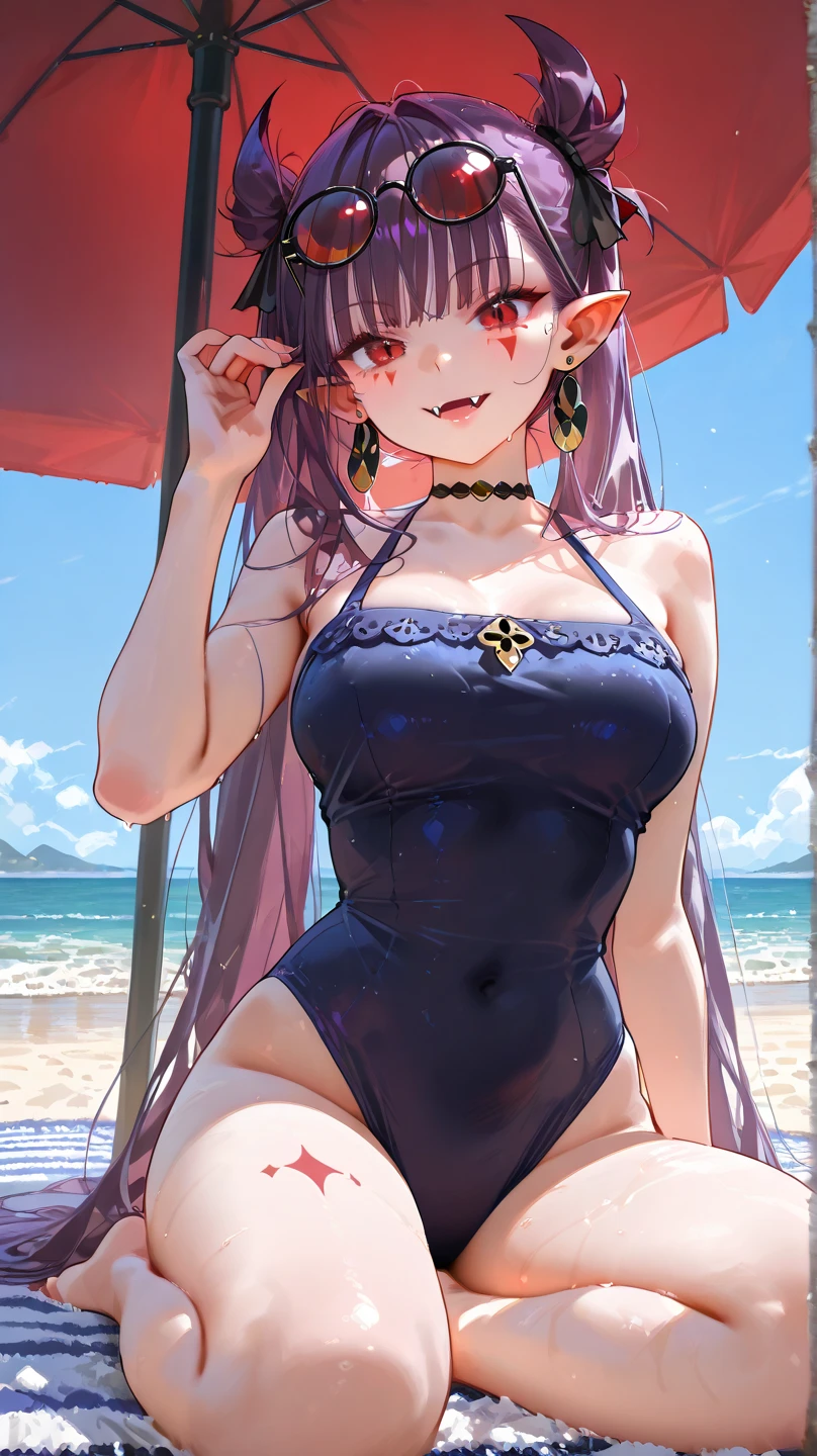 (cowboy shot), sfw, (masterpiece), (best quality:1.0), (ultra highres:1.0), detailed eyes, good lighting, good hands, perfect hands, <lora:GoodHands-beta2:1.0> <lora:detailed_eye:0.7> BREAK
Shisui Michiru, long hair, 1girl, solo, very long hair, light purple hair, gradient hair, jewelry, witch hat, smile, light blue eyes, bangs, necklace, earrings, black choker, multicolored hair, ahoge, blush BREAK
(running on a beach, wearing a one-piece swimsuit:1.5), (wind blowing her hair:1.5), camera shot from behind
<lora:Shisui_Michiru:0.7>