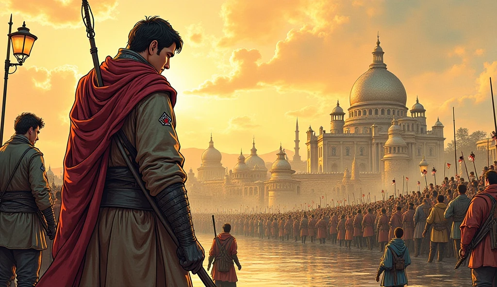 
The illustration style is semi-realistic, with strong outlines and detailed shading, resembling a historical or graphic novel artwork.

Prompt:
Before the video continues, as you can see on screen, many people move forward without subscribing to our channel. We request you to please subscribe to our channel so that more such stories can reach you. Thank you for your support.