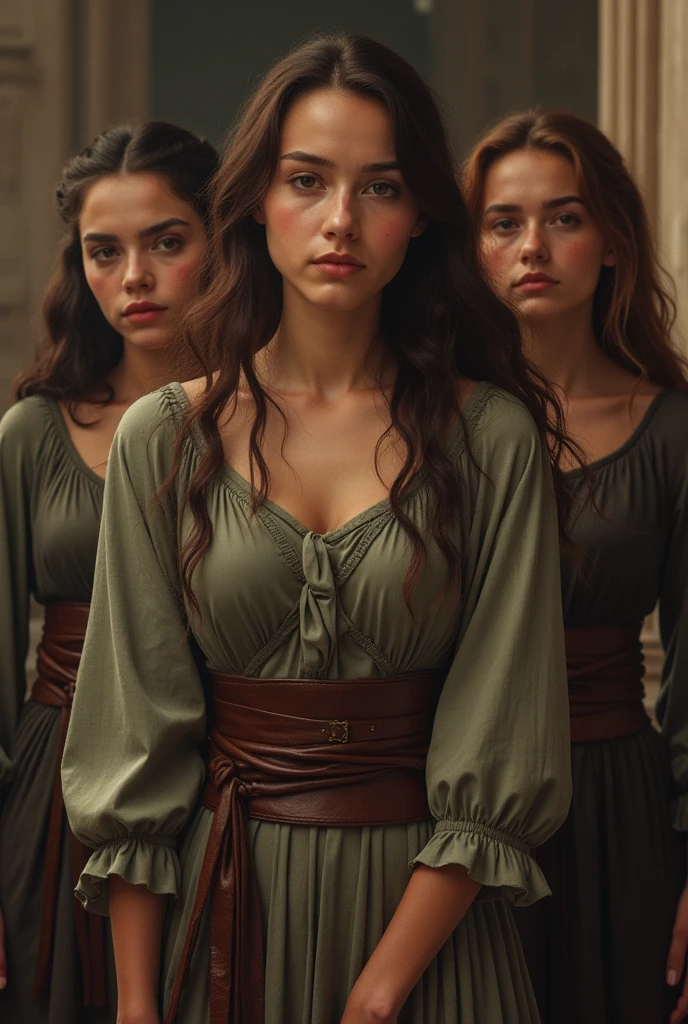 Well, I want a picture of a film that you designed to tell me about the suffering of women in the past and how they are trying hard to save their lives and be free. I want the picture created by you, but the focus of the picture is three beautiful girls, each one with sharp features and two nice features. The film is called Sword of Freedom

