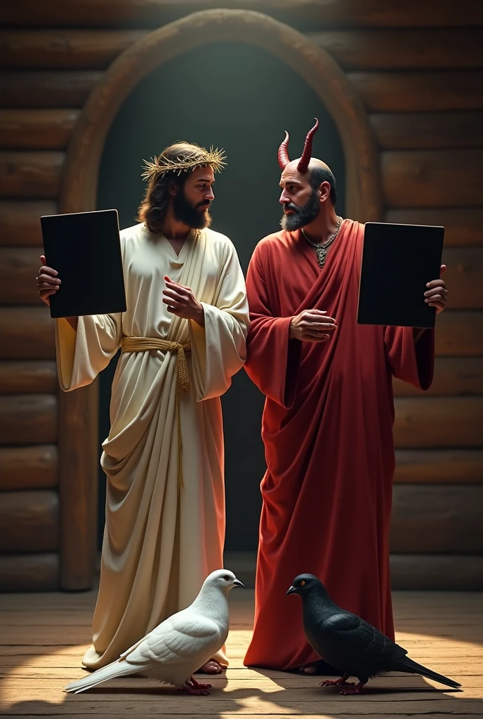 Jesus playing video games with the Devil( detail the tv does not appear).