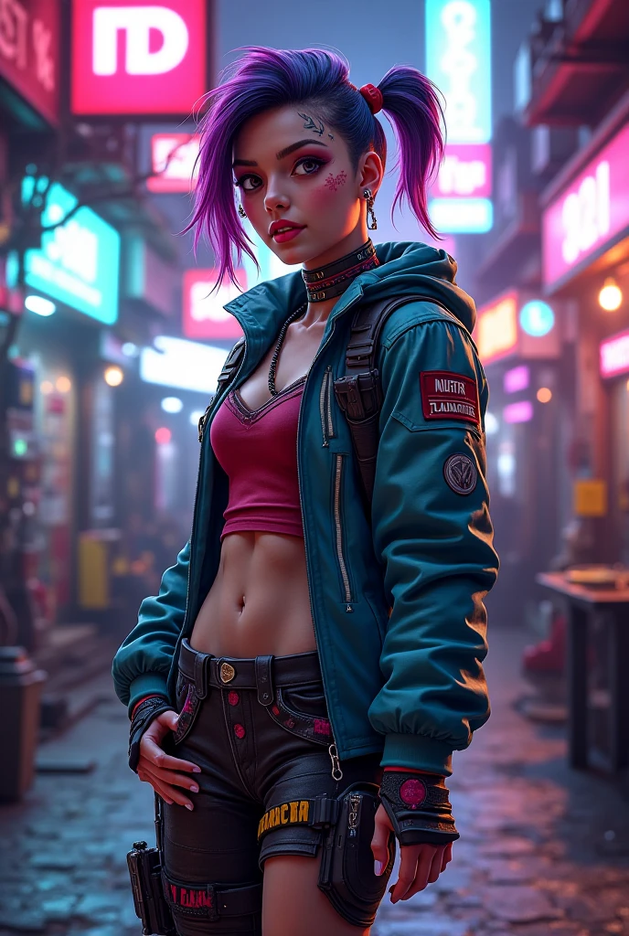 Crée-moi un mélange entre jinx et.vi et Caitlin et Ekko et Isha  de arcane