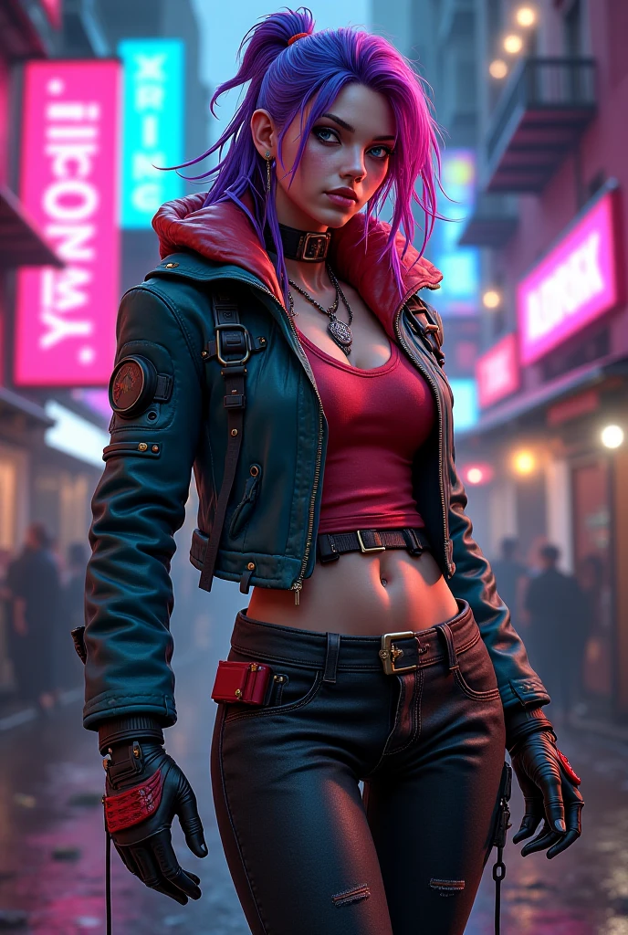 Crée-moi un mélange entre jinx et.vi et Caitlin et Ekko et Isha  de arcane