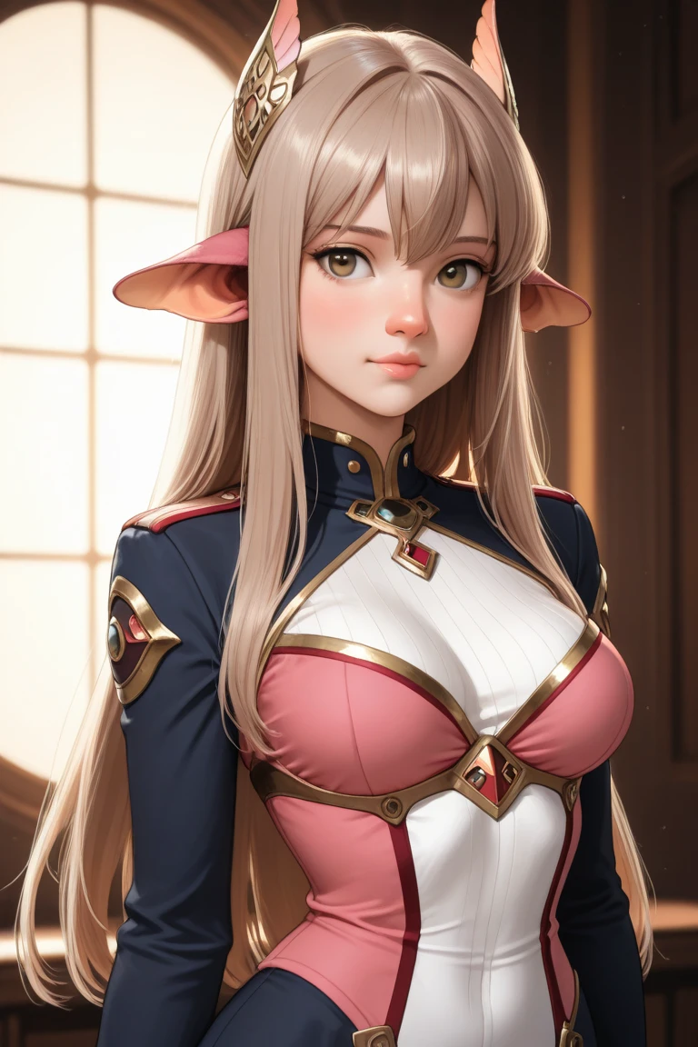  very white , long straight light brown hair,delicate little face,pele macia,Round cheeks ,big light brown eyes, small upturned nose,rounded pink lips,Deformed Ears,delicate body,Medium breasts,thin waist,medium hip,adolescente,cute clothes,anime style,chorando