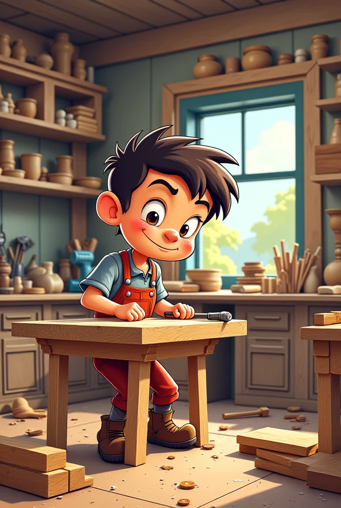 Tiny cute boy painting himself toy, standing character, soft smooth lighting, soft pastel colors, skottie young, 3d blender render. polycount, modular constructivism, pop surrealism, physically based rendering. square image.