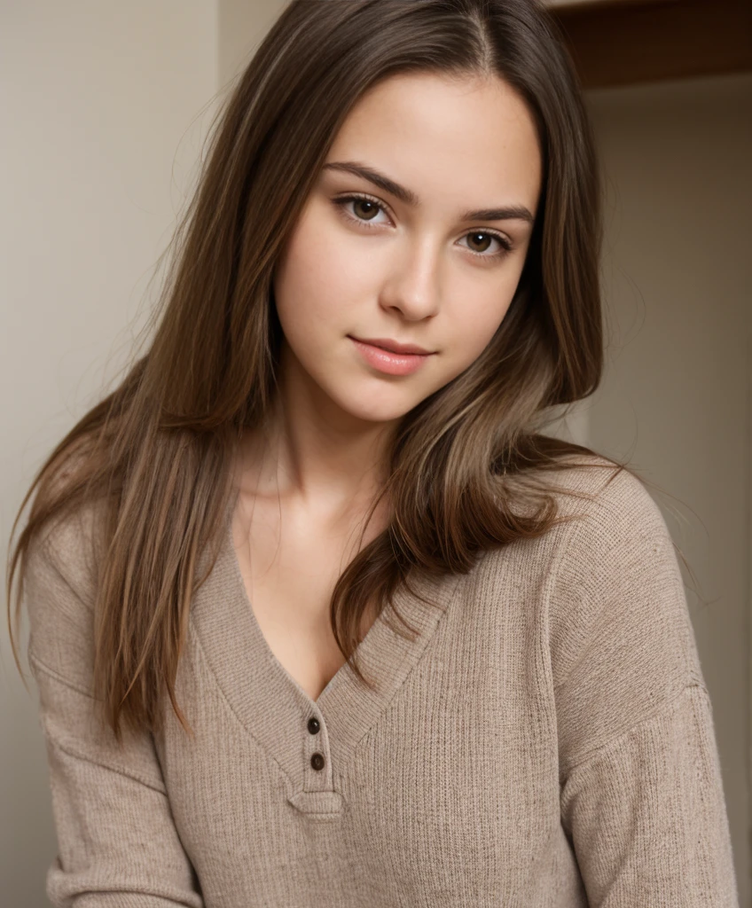 ((best quality)), ((Meisterwerk)), (Detailliert), Perfektes Gesicht, 1.1, Hochdetaillierte Gesichts- und Hautstruktur, Detaillierte Augen, brown eyes, brown colored eyes, cute makeup, Anastasia 24 year old russian, cute instagram modeling pictures, full body picture, modest clothing