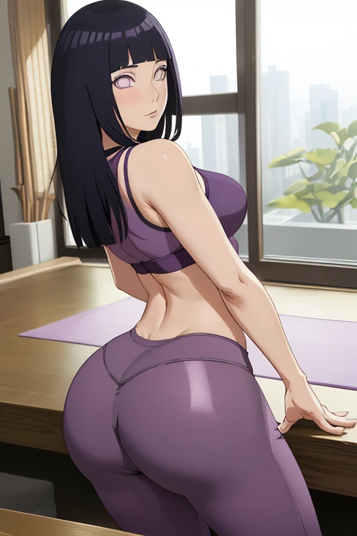 score_9, score_8_up, score_7_up, source_anime, from behind, solo, 1girl, sojmaya, seductive smile, looking back, grabbing own ass, half updo, topless, yoga pants, indoors, gym <lora:aa_soj_mayafey_ponyXL:1>