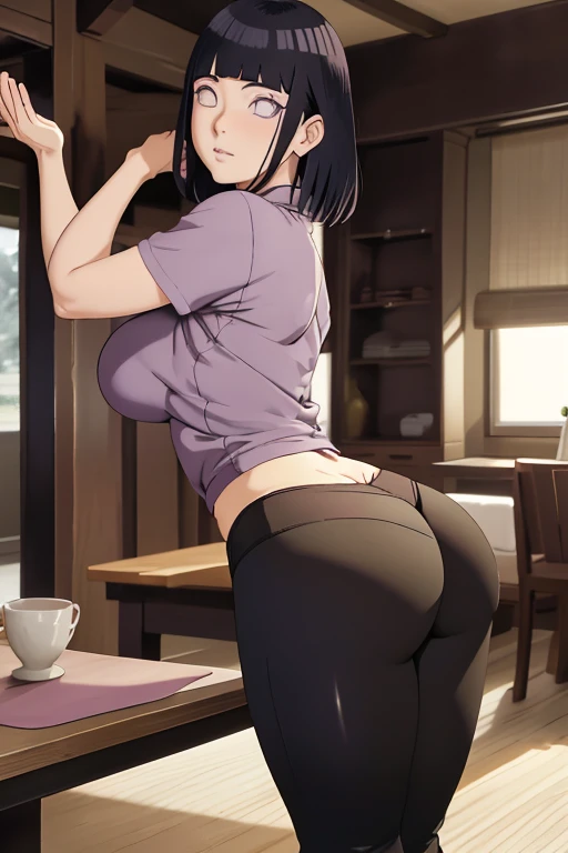 1girl, anime, mother, buxom, cleavage, midriff, hips, view from behind
