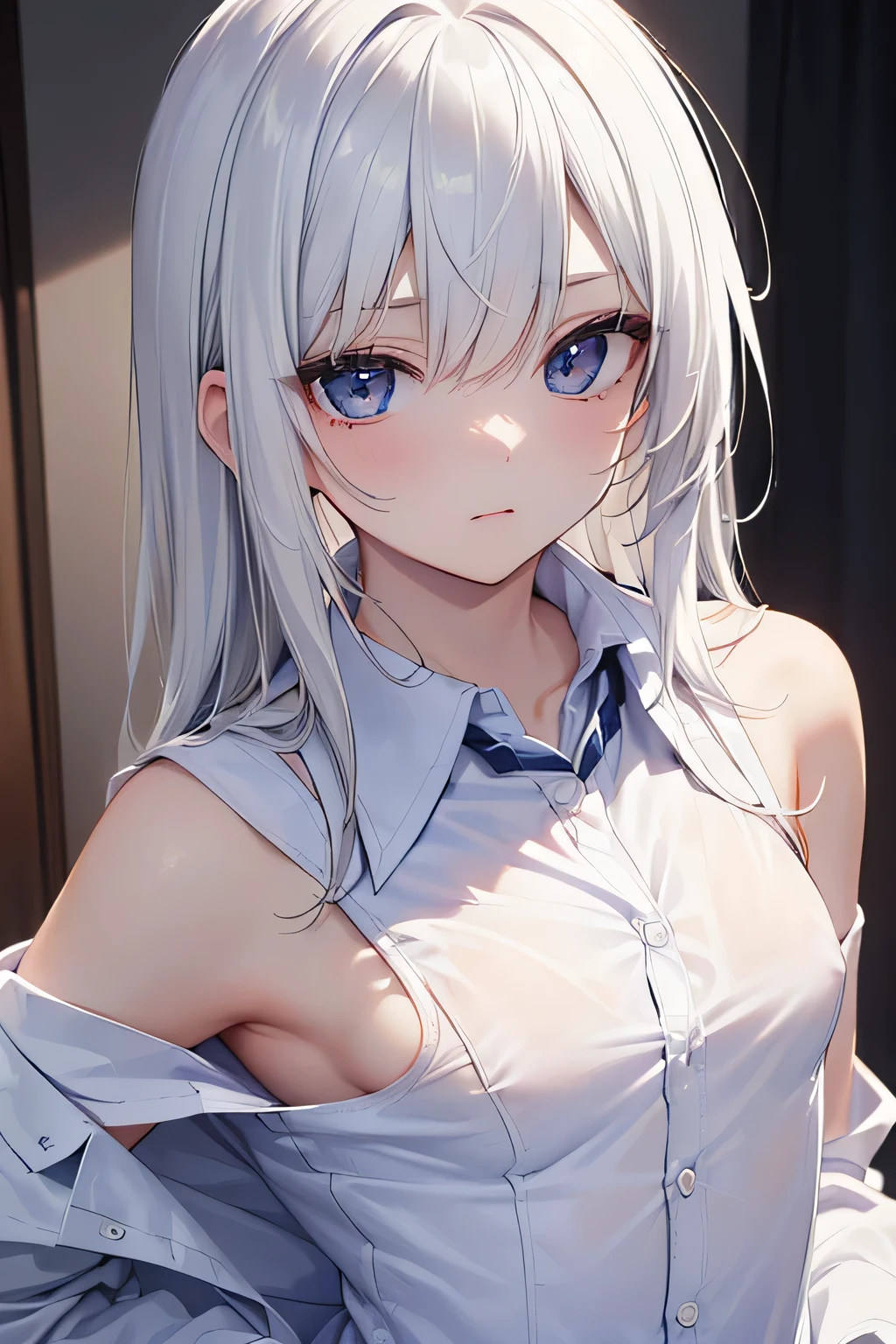 8k, highest quality, masterpiece, Wallpapers by Unity 8k, (One Girl) , 、 Perfect detail, (Best lighting) , (非常にComplexディテール)、 1girl, Round eyes、Very detailed, Complex、Small breasts、 Changing clothes、shirt lift、under boob