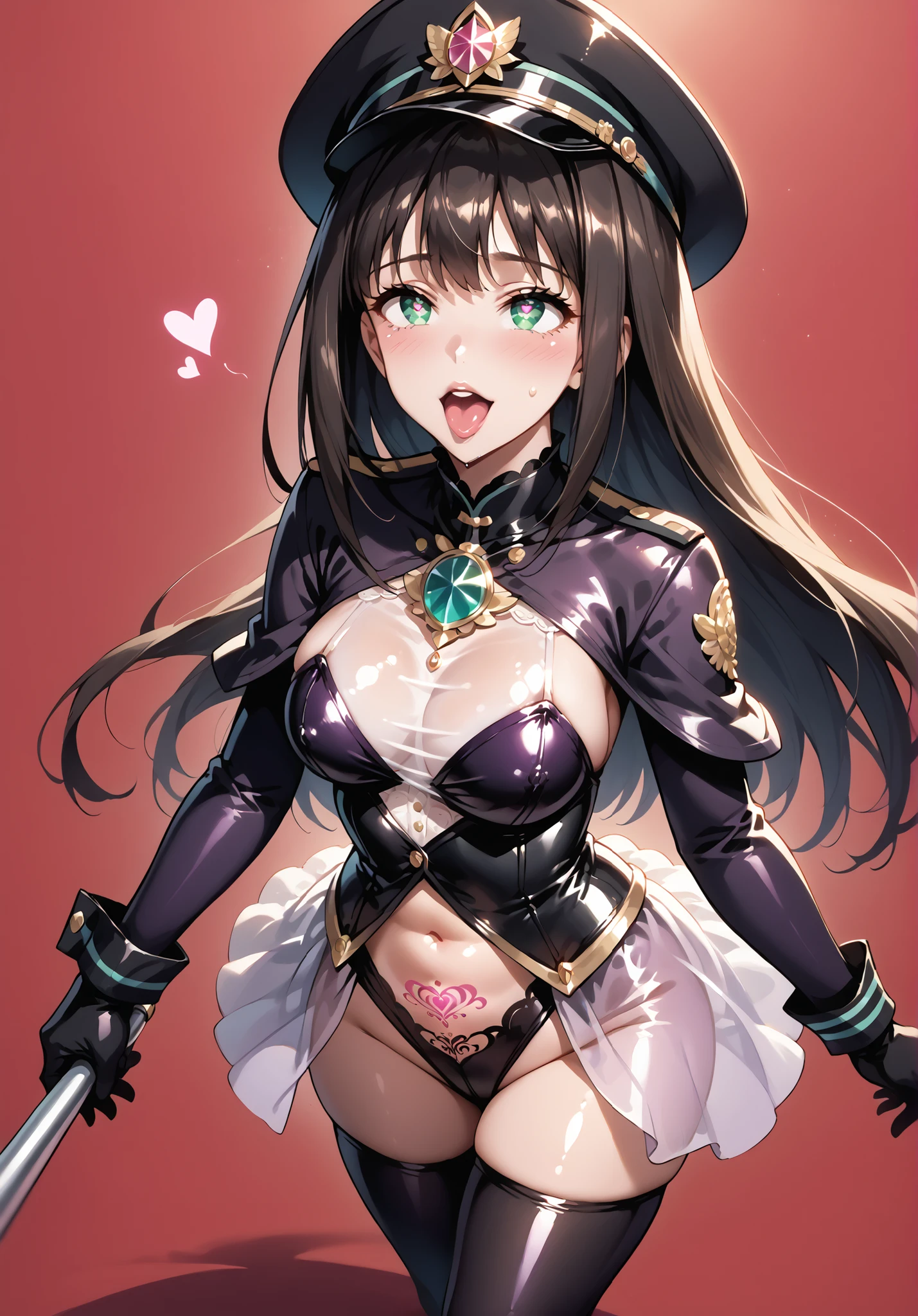 yor briar, anime style beutiful woman, 1girl,full body, happy, smile, red face, closed mouth, beautiful detailed eyes, super detailed skin, backlighting, bare shoulders, black background, black dress, black gloves, black hair, breasts, dress, earrings, fingerless gloves, floating hair, floral print, flower, gloves, gold earrings, gold hairband, hair flower, hair ornament, hairband, holding, holding weapon, jewelry, large breasts, long hair, looking at viewer, off-shoulder dress, off shoulder,red eyes, short hair with long locks, sidelocks, solo, spikes, thighs, two-sided dress, two-sided fabric, weapon, fighting stance , face, close up, from above, highest quality, high resolution.