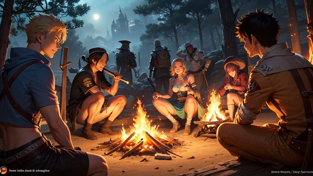 three women and two robots in costume sitting around a campfire with skulls on their heads, female cyberpunk redhead, trending in artstration, aztec cyborg movie still, dmt machine elves, post-apocalyptic vibes, iron maiden album cover, inspired by nier, carnival, slavic folk fairy tale, cyberpunk 2 0 8 8 --auto --s2