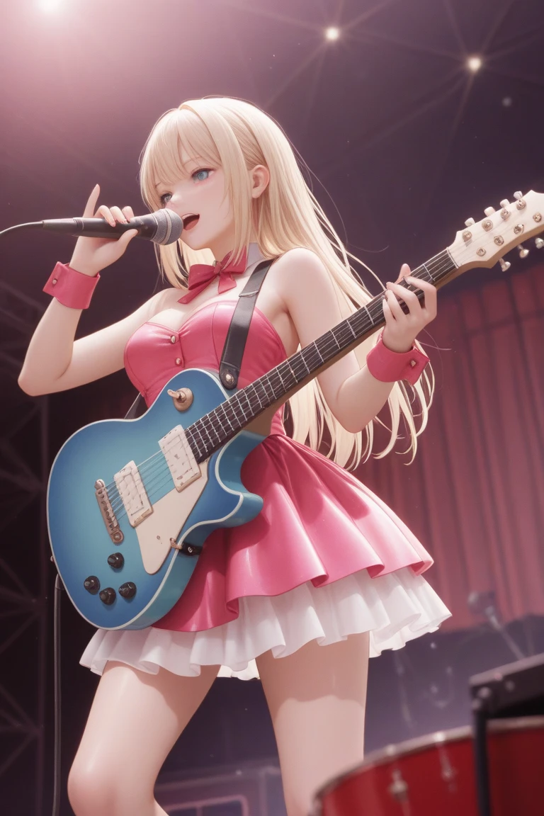 Ultra HD、Ultra high definition、Noise Reduction、perfection、Image quality adjustment、balance、live house、stage、Four Girls、band、bandリ、girlsBAND、White Berry、Bocchi the Rock!、((guitar、base、vocal、Drums))、Camel Toe、Giant tit、Nipple Puffs、Cleavage、Plump、Super big breasts、Super big butt、Bubble butt、Spotlight、Logo T-shirt