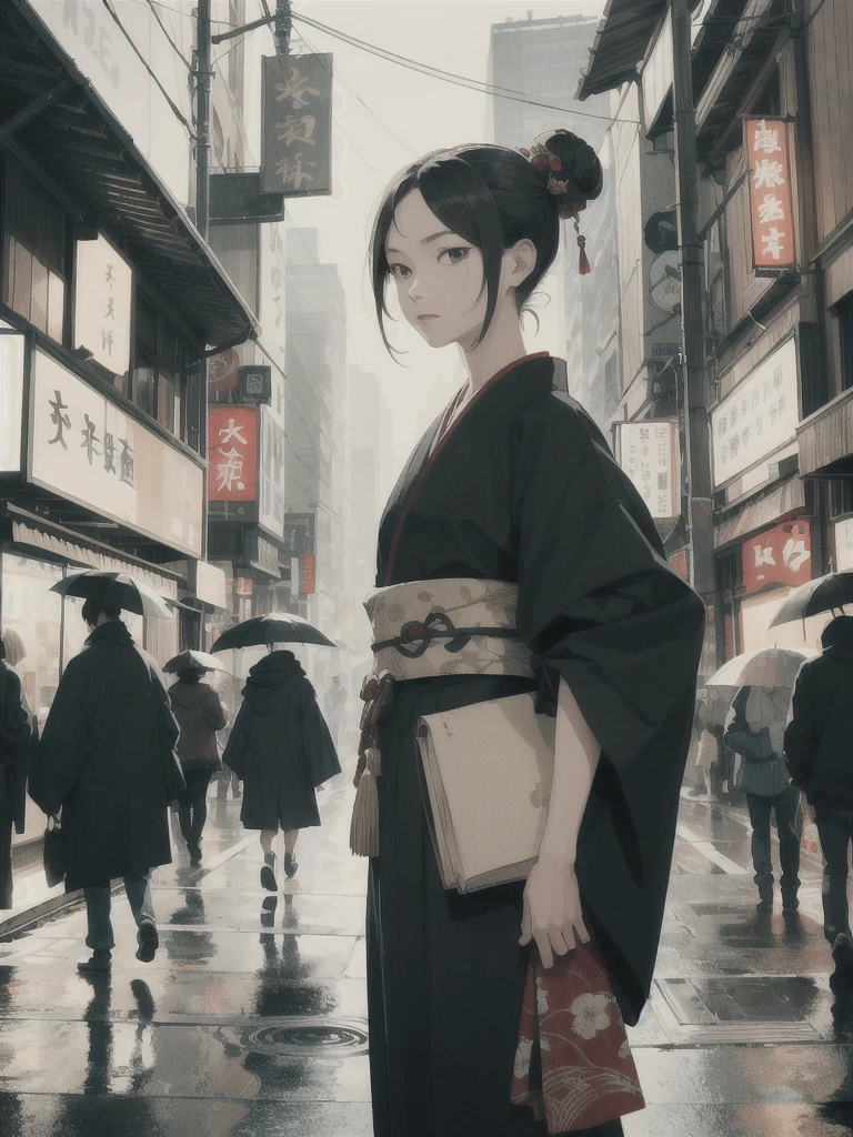 Nonsense, highres, interruption is very detailed, (one girl:1.3),
 break 
, Create a simple, with clean lines, Simple forms, and focus on composition and balance.
 break 
, Capture the agent of chaos, design by force to disrupt the system, Spread confusion, and thrive in unexpected situations.
 break 
, Take a low-light picture, with low light while focusing On the fine details and atmosphere of the scene.
 break 
, Take a picture of the urban city scene, featuring tall buildings, crowded streets, and dynamic atmosphere.
 break 
, Create a scene of Rain playing, Capture their innocence,  energy , and a sense of wonder and exploration.
 break 
,  Create a picture inspired by the beauty of the male Japanese anime ukiyo-e , With thin lines, Flat colors, with a focus on pattern and composition.