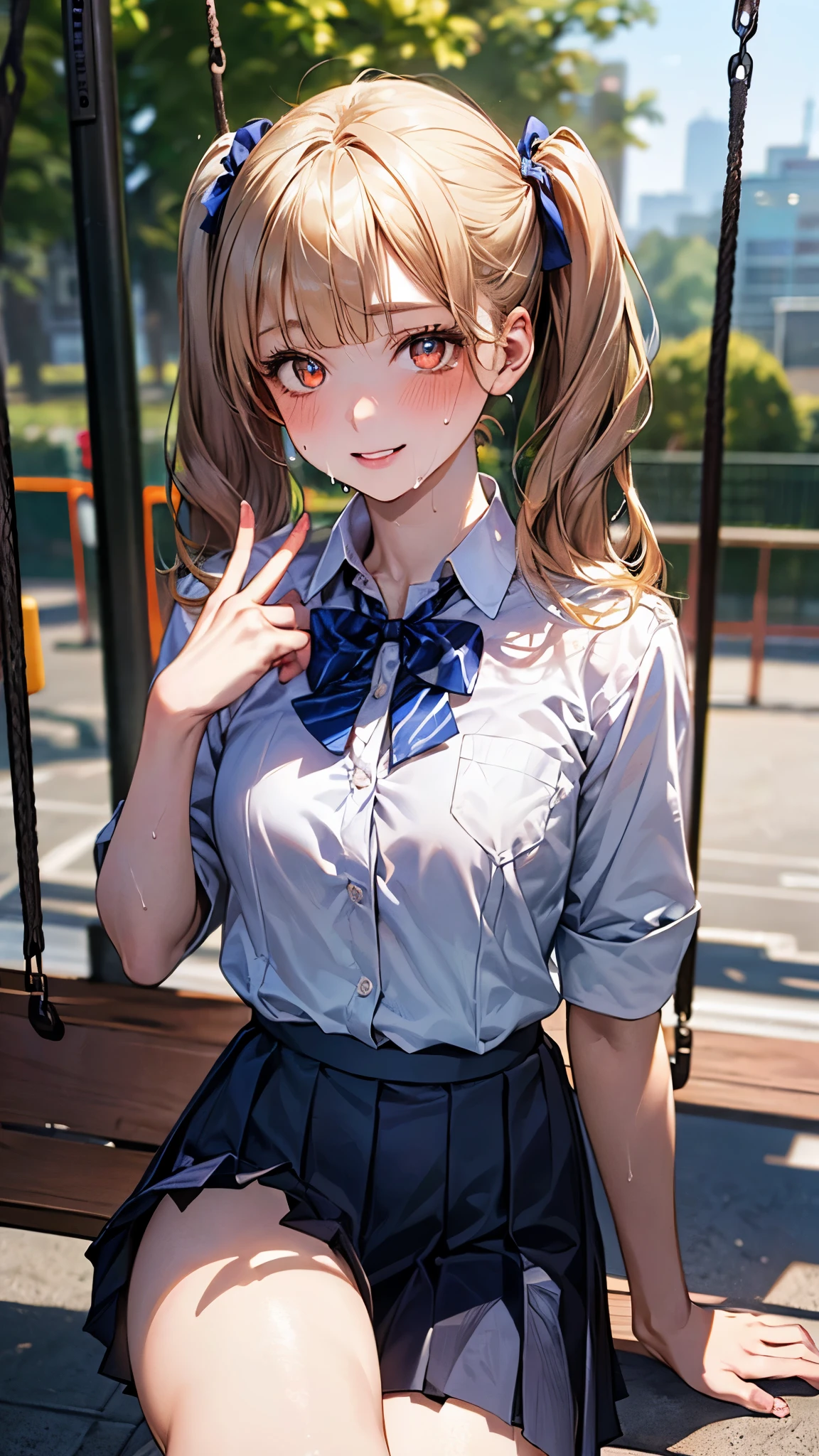 (masterpiece:1.3, top-quality, ultra high res, ultra detailed), (realistic, photorealistic:1.4), beautiful illustration, perfect lighting, natural lighting, colorful, depth of fields, surrealism,
beautiful detailed hair, beautiful detailed face, beautiful detailed eyes, beautiful clavicle, beautiful body, beautiful chest, beautiful thigh, beautiful legs, beautiful fingers, shiny skin, babyface,
looking at viewer, 1 girl, japanese, high school girl, (perfect anatomy, anatomically correct, super detailed skin), cute and symmetrical face, perfect face, perfect eyes, perfect fingers,
(long hair, side ponytail, ash blonde hair), asymmetrical bangs, blue eyes, big eyes, long eyelashes, (large breasts:1.2, seductive thighs), slender, outstanding style,
((detailed cloth texture, break,break, white collared shirt, break,break, navy blue suit vest, break,break, blue plaid pleated skirt, break,break, purple blue bow tie), socks, black loafer),
(beautiful scenery), (train station), (standing, leaning forward), table humping, crotch rub, (heart shaped pupils, :3, aroused, ahegao, orgasm, in heat, naughty face, open mouth small),