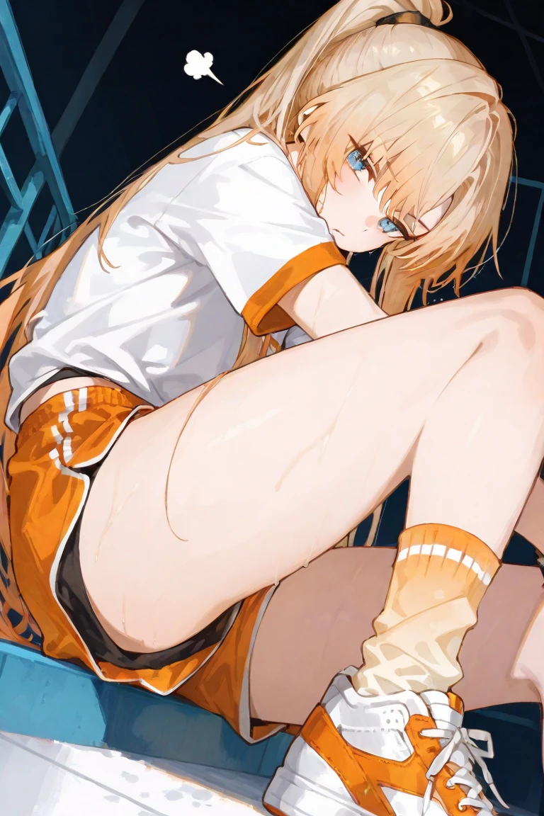 (masterpiece), one girl, best quality, naked, bondage, tied to torture machine, tickling, screaming, hate it, long blonde hair, scared, peaked cap, Camie Utsushimi | My Hero Academia