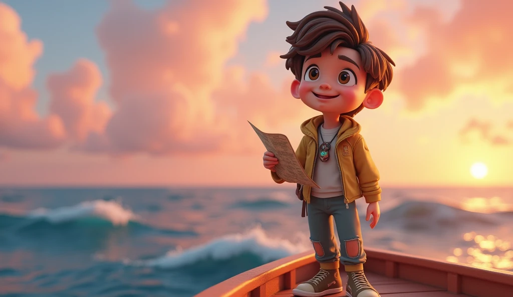 Alexander is a smiling 10-year-old human boy, com seu fiel amigo, Noah. Um cockie spanish