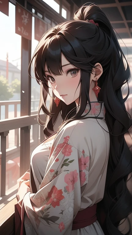 (masterpiece:1.2, highest quality), (realistic, photorealistic:1.4), beautiful illustrations, (natural side lighting, movie lighting), NSFW, looking at the viewer, face focus, Upper body, 1 girl, Japanese, ２４old woman, perfect face, Cute symmetrical face, shiny skin, (long hair:1.2, messy hair:1.2, black hair), hair between eyes, maroon eyes, slanted eyes, long eyelash, (medium breasts), thin, beautiful hair, beautiful face, detailed and beautiful eyes, beautiful clavicle, beautiful body, beautiful breasts, beautiful thighs, beautiful feet, beautiful fingers, ((fine cloth texture, long sleeve,Red rider suit)), (beautiful scenery),(evening),(outdoor), walk, (cute smile, open your mouth),