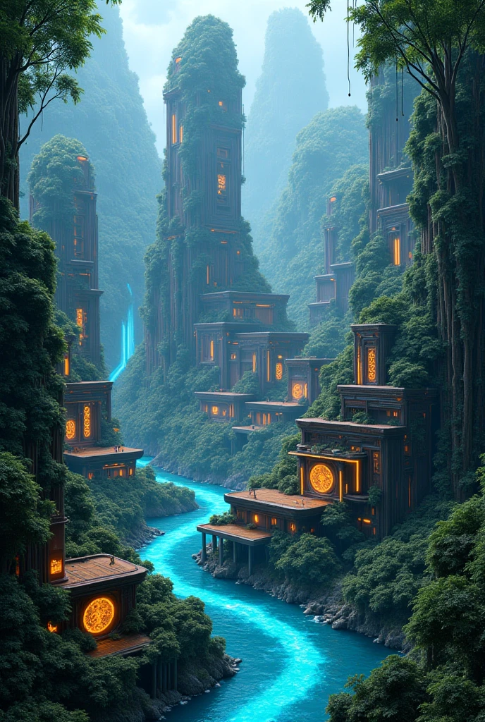 digital village, surrounded by a cyber forest where trees were codes and rivers carried data