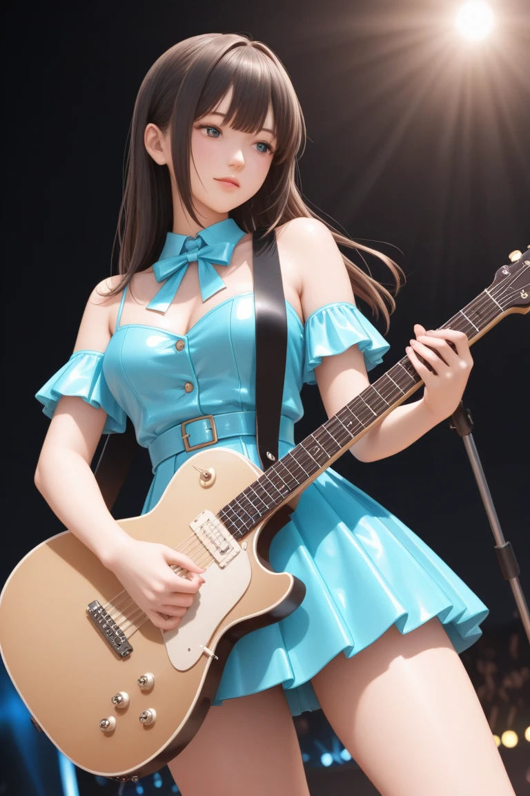 masterpiece，（Best quality at best：1.3），super detailing，1girl，1guitar，