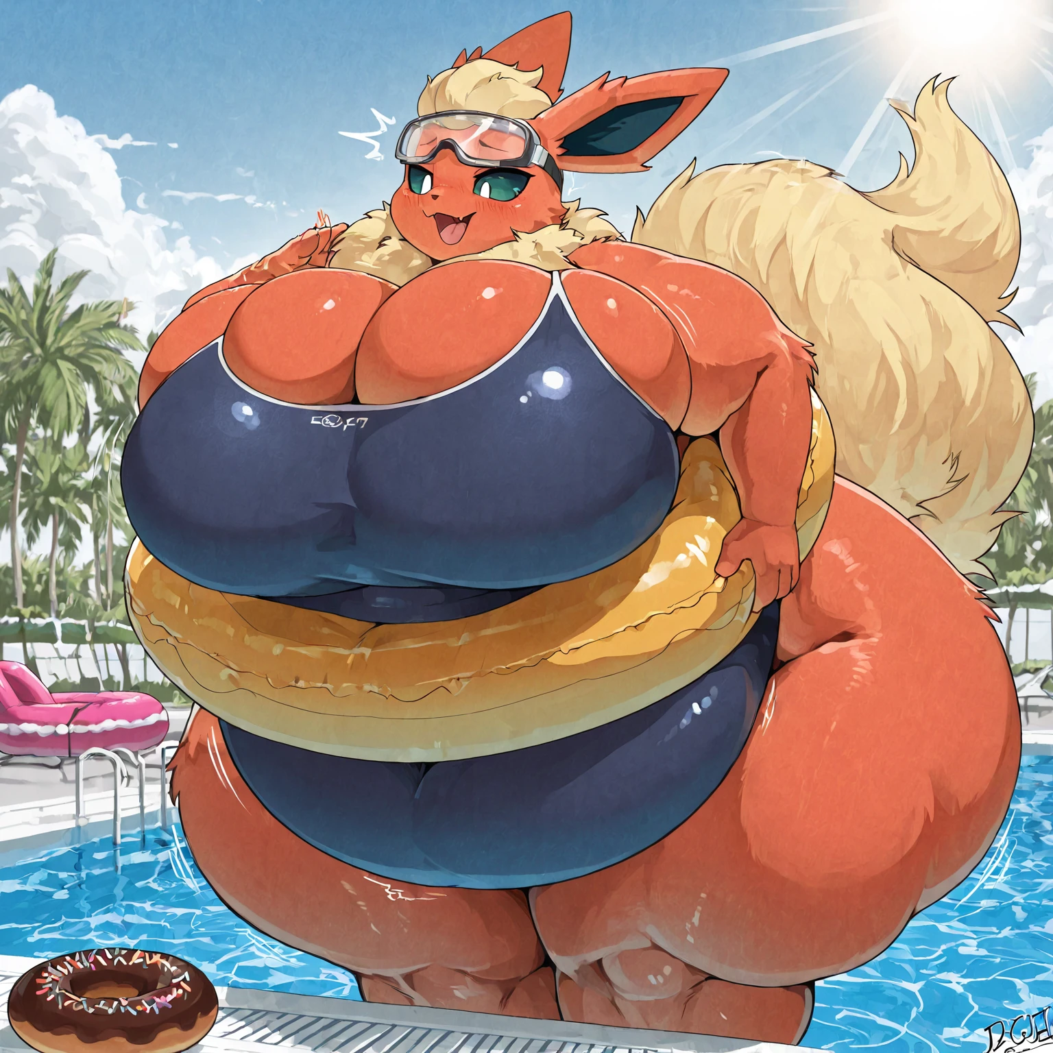 ((cel shading)), ((full body)), ((art by roxas617)), Cream the rabbit, loli, 8 year old girl, solo, (morbidly obese):2, (very fat face):2, (double chin):2, huge belly, wide hips, huge butt, crop top, orange skirt, ((back view)), upskirt shot, white panties