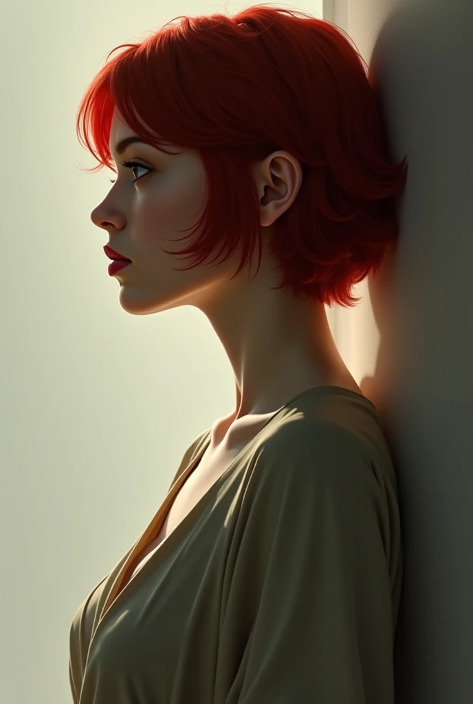  Woman in profile ,  SHORT RED HAIR TUNIC 